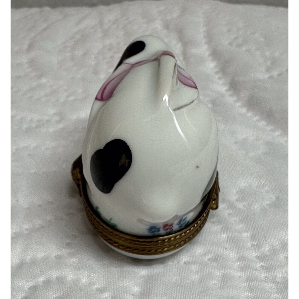 Limoges Rabbit Porcelain & Blue Egg Trinket Brass Hinged Boxes France - Picture 6 of 16